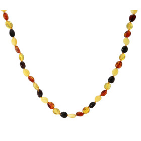  Collier d’Ambre naturel pour Bébé 32cm long Largeur approximative du collier : 5 à 6mm Ambre multicolore Fermoir à clip E...