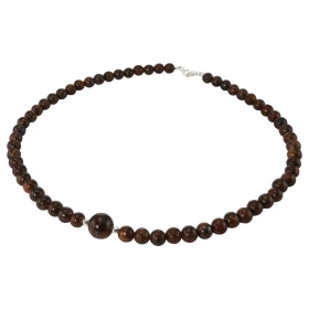 Collier Bronzite 6-10mm Argent Ce collier est composé boules 6mm Bronzite, 2 perles facettées Argent 4mm diamètre d une pe...