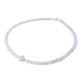 Collier Calcédoine 6-10mm Argent Ce collier est composé boules 6mm Calcédoine, 2 perles facettées Argent 4mm diamètre d un...