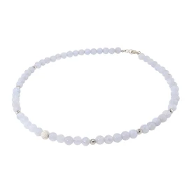Collier Calcédoine 6mm Argent Ce collier est composé boules 6mm Calcédoine, 6 perles facettées Argent 4mm diamètre d un pe...