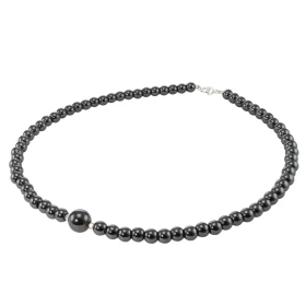 Collier Hématite 6-10mm Argent Ce collier est composé boules 6mm Hématite , 2 perles facettées Argent 4mm diamètre d une p...