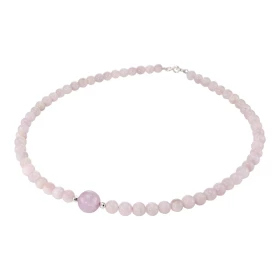 Collier Kunzite 6-10mm Argent Ce collier est composé boules 6mm Kunzite, 2 perles facettées Argent 4mm diamètre d une perl...