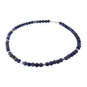 Collier Lapis Lazuli 6mm Argent Ce collier est composé boules 6mm Lapis Lazuli, 6 perles facettées Argent 4mm diamètre d u...
