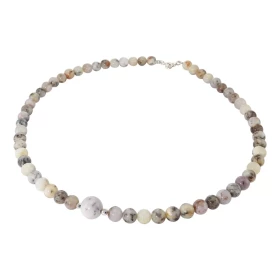 Collier Opale Dendritique 6-10mm Argent Ce collier est composé boules 6mm Opale Dendritique , 2 perles facettées Argent 4m...