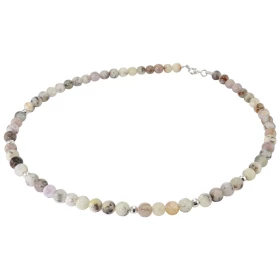 Collier Opale Dendritique 6mm Argent Ce collier est composé boules 6mm Opale Dendritique , 6 perles facettées Argent 4mm d...