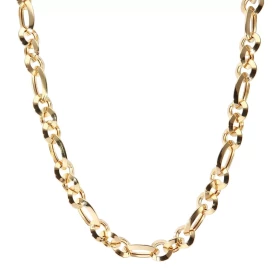 Collier or jaune 375 composé maillons ronds ovales alternés Largeur : 8mm Système d attache : mousqueton Longueur : 45cm
