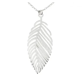 Collier Plume Argent 925 Longueur ajustable 40 à 45cm Dimensions du motif : 50x20mm