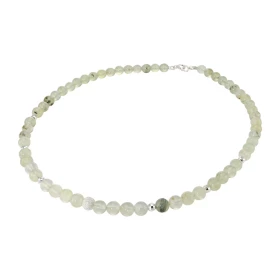 Collier Préhnite 6mm Argent Ce collier est composé boules 6mm Préhnite, 6 perles facettées Argent 4mm diamètre d un perle ...