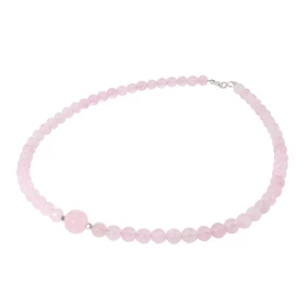 Collier Quartz Rose 6-10mm Argent Ce collier est composé boules 6mm Quartz Rose, 2 perles facettées Argent 4mm diamètre d ...