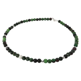 Collier Rubis Zoisite 6mm Argent Ce collier est composé boules 6mm Rubis Zoisite, 6 perles facettées Argent 4mm diamètre d...