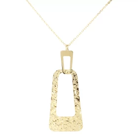 Collier sautoir argent doré composé d un pendentif 2 anneaux rectangulaire dont un martelé Dimension du pendentif : 37x65m...