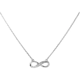 Collier signe infini Or Blanc 750 Diamant Motif signi infini serti 5 diamants pour un poids total 0.02 carat Dimensions du...