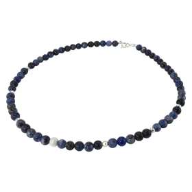 Collier Sodalite 6mm Argent Ce collier est composé boules 6mm Sodalite, 6 perles facettées Argent 4mm diamètre d un perle ...