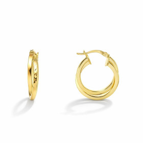 Créoles argent 925 doré composées 2 anneaux section carrée 2mm large Système d attache : tige sur une charnière Dimensions...