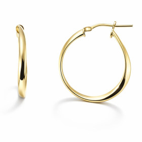 Créoles argent 925 doré composées d un anneau ondulé section ovale 2,6mm large Système d attache : tige sur une charnière ...