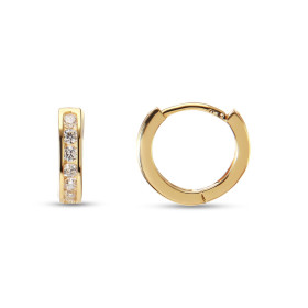 Créoles argent doré des oxydes zirconium sur partie avant boucle Système d attache : tige crocheté Diamètre extérieur : 12...