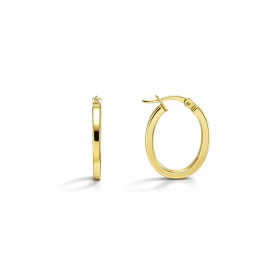 Créoles argent 925 doré forme ovale section carrée 2 mm large Système d attache : tige sur une charnière Dimensions : 15x20mm