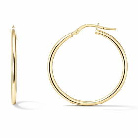 Créoles argent 925 doré composées d un anneau lisse section ronde 2mm Système d attache : tige montée sur une charnière Di...