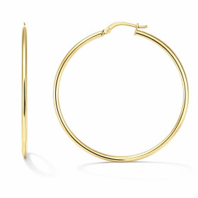  Créoles argent doré 925/1000 composées d un anneau lisse section ronde 2mm Système d attache : tige montée sur une charni...