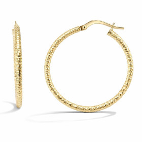 Créoles argent 925 doré composées d un anneau texturé section ronde 2mm large Système d attache : tige sur une charnière D...