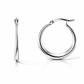 Créoles argent 925 rhodié composé d un anneau qui s épaissit sur le bas Système d attache : tige sur une charnière Dimensi...