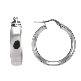 Créoles argent rhodié forme cercle 26mm diamètre Section ovale 6mm large Système d attache : tige montée sur une charnière