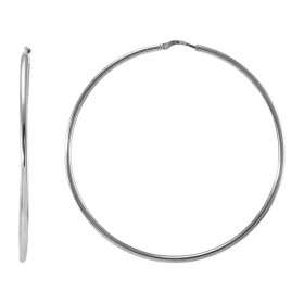 Créoles argent rhodié forme ronde un diamètre 60mm Section ronde 2mm large Système d attache : tige 