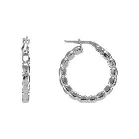 Créoles argent rhodié forme cercle un effet perlé 20mm diamètre Section ronde 3mm large Système d attache : tige montée su...