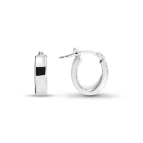Créoles argent rhodié forme ovale une section rectangulaire 4mm Système d attache : charnière Diamètre extérieur : 12x15mm