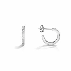  Créoles argent 925 rhodié serties d oxydes zirconium Largeur : 2mm Système d attache : poussette belge Dimensions : 15x14mm 