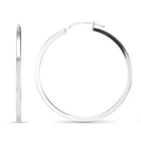Créoles argent rhodié une section carrée 2m large Système d attache : charnière Diamètre extérieur : 40x40mm