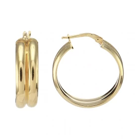 Créoles argent doré forme cercle 24mm diamètre. Elles sont composées 2 anneaux acollés Section demi jonc 3,5mm large Large...