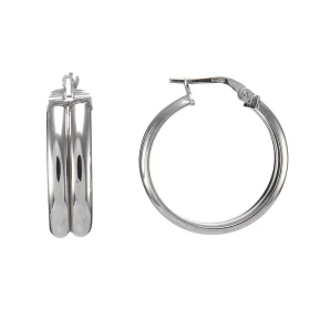 Créoles argent rhodié composées 2 anneaux 24mm diamètre Section demi jonc 3,5mm large Largeur totale : 7mm Système d attac...