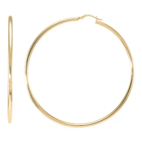 Créoles Or Jaune 375 Fil Rond 2.5mm Diam. 65mm Section ronde 2.5mm diamètre Diamètre exterieur : 65mm Système fermeture : ...