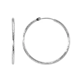 Créoles Texturées Argent 925 Rhodié 1.5mm x 30mm Fil rond texturé 1.5mm diamètre Système d attache : charnière Diamètre ex...