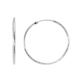 Créoles Texturées Argent 925 Rhodié 1.5mm x 35mm Fil rond texturé 1.5mm diamètre Système d attache : charnière Diamètre ex...