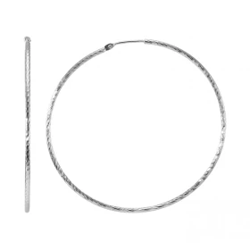 Créoles Texturées Argent 925 Rhodié 1.5mm x 55mm Fil rond texturé 1.5mm diamètre Système d attache : charnière Diamètre ex...