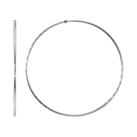 Créoles Texturées Argent 925 Rhodié 1.5mm x 60mm Fil rond texturé 1.5mm diamètre Système d attache : charnière Diamètre ex...