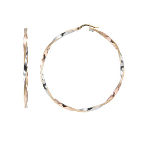  Créoles Torsadées 2.5mm x 45mm 3 Ors 375 Diamètre extérieur : 45mm Section torsadée 2.5mm large Système d attache : charn...