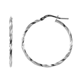Créoles Torsadées Argent 925 Rhodié 1.8mm x 30mm Fil carré torsadé 1.8mm large Système d attache : charnière Diamètre exté...