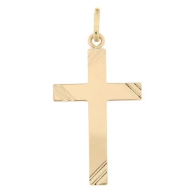 Pendentif corix or jaune 750 extremités striées Dimensions du pendenif (bélière incluse) : 28x14mm Epaisseur du pendentif ...