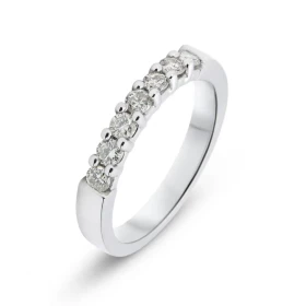  Demi alliance or blanc sertie 7 diamants Poids Diamant : 0,35 carats Qualité Diamant : K i1 
