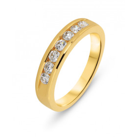  Demi alliance Or Jaune 750 Diamant Bague sertie 7 diamants 2.5mm diamètre Serti Rail 