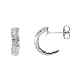 Boucles d oreilles demi créoles Or Blanc 750 serties 44 diamants pour un poids total 0,29 carat Dimensions d une boucle vu...
