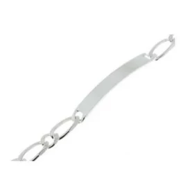  Bracelet Identité Argent 925/1000 Maille figaro alternée 1.1 6mm large Longueur du bracelet : 18cm Epaisseur plaque : 1.3mm 