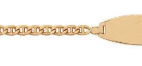  Bracelet identit&eacute; Or 750 pour b&eacute;b&eacute; (14cm), Maille marine&nbsp;2.3mm, plaque ovale 2cm long par 7mm l...