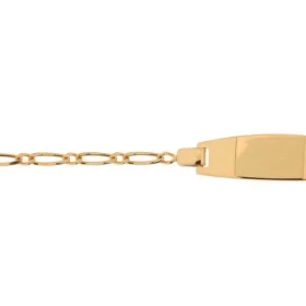 Gourmette bébé maille figaro Or Jaune 375 Largeur maille : 1,7mm Longueur : 14cm, Anneau intermédiaire à 12 cm 