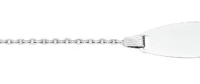  Bracelet identité Or Blanc 750 Maille forçat 1mm large Longueur du bracelet : 14cm - Anneau intermédiaire à 12,5cm Dimens...