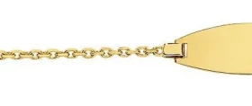  Bracelet identité Or Jaune 750 Maille forçat 1,4mm large Longueur du bracelet : 14cm - Anneau intermédiaire à 12,5cm Dime...