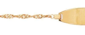 Bracelet identit&eacute; maille singapour pour b&eacute;b&eacute; Or Jaune 750/1000. &nbsp;Largeur maille : 1,8mm, longueu...